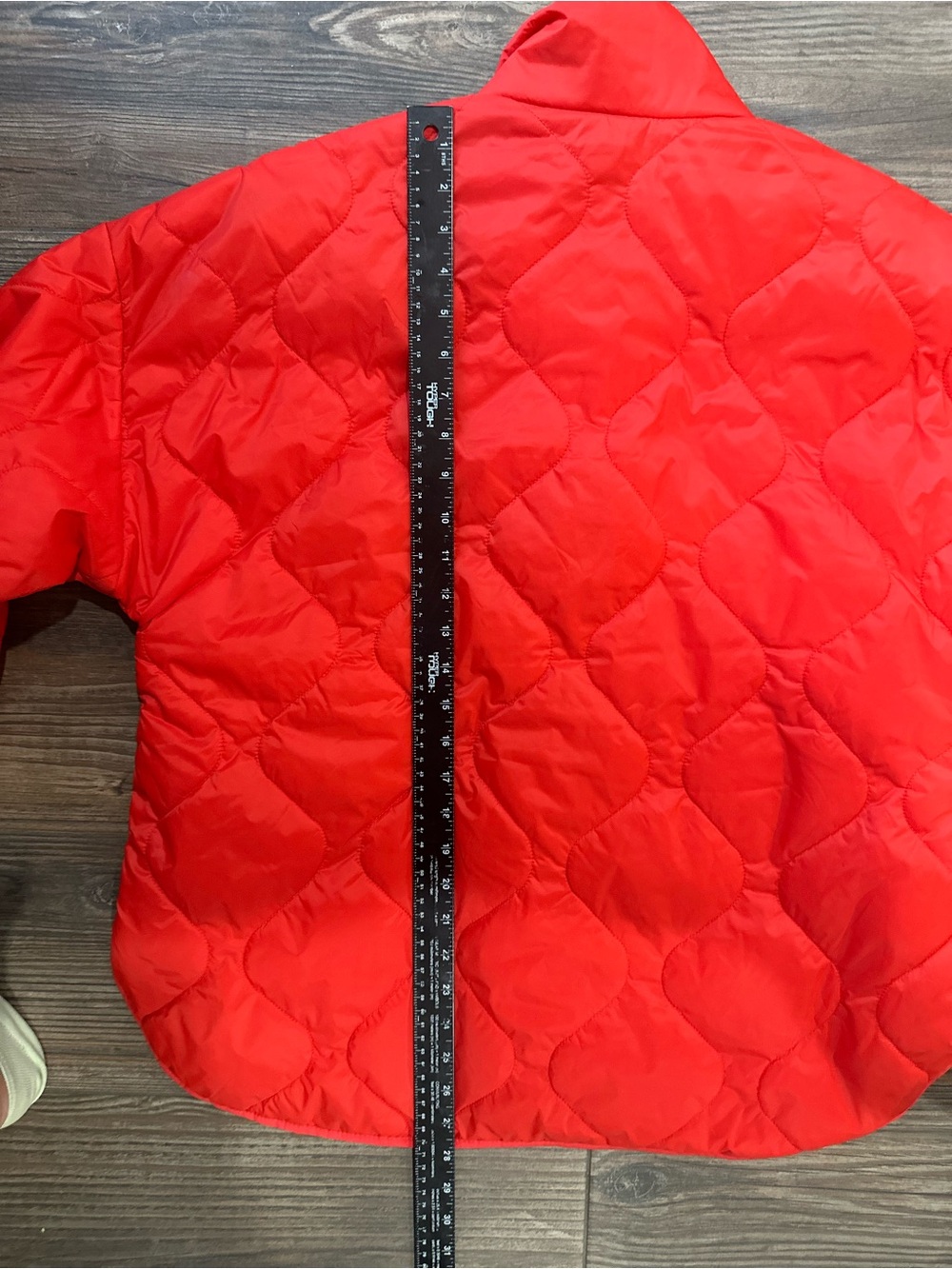 Quilted Oversized Packable Half Zip Pullover Jacket - Red Orange - Picture 11 of 16
